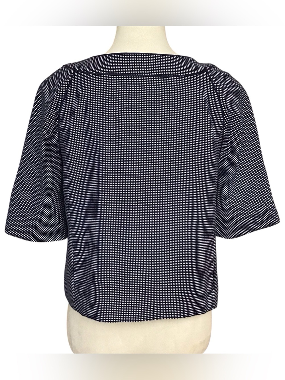 Ann Taylor Loft Blue Geometric Cotton Cropped Jacket Size 6 NEW - Picture 4 of 5